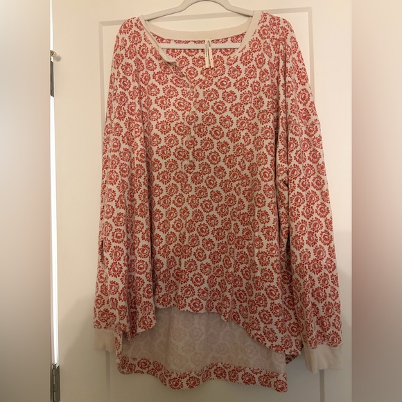 Anthropologie Red/White Celestial Pattern Waffle Knit Pajama Set 2XL - Picture 2 of 8